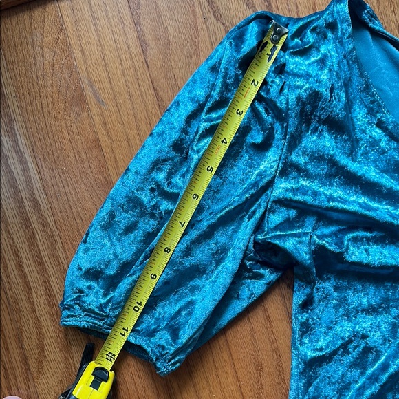 NWT Free People Intimately Elegant Teal Velvet Women's Thong Bodysuit Sz. XS - Picture 9 of 11